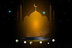 Realistic Ramadan Kareem illustration podium background vector