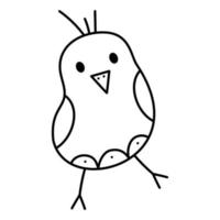 Cute abstract bird sixth. Doodle vector black and white illustration.