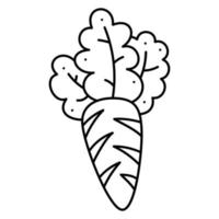 Carrot third abstract. Doodle vector black and white illustration.