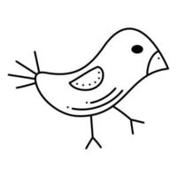 Cute abstract bird. Doodle vector black and white illustration.