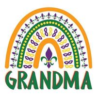 Grandma Mardi Gras Boho Rainbow vector