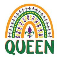Queen Mardi Gras Boho Rainbow vector