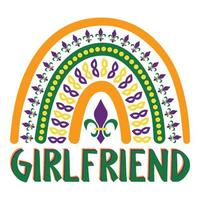 Girlfriend Mardi Gras Boho Rainbow vector