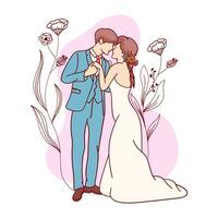 ilustración de pareja de boda vector