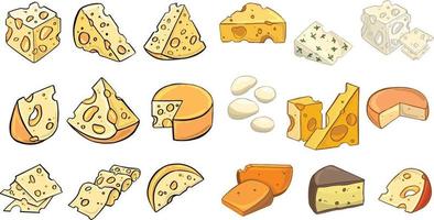 illustration of a set of different types of cheese. vector