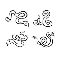 Set   vector graphic illustrations of linear snakes