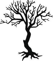 tree silhouette without leaves, hand drawn illustration vector