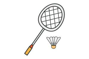 Badminton icon illustration. Racket and shuttlecock. icon related to badminton, sport. Flat line icon style, lineal color. Simple vector design editable