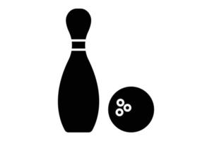 Bowling icon illustration. icon related to sport. Solid icon style. Simple vector design editable