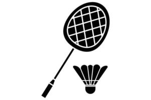 Badminton icon illustration. Racket and shuttlecock. icon related to badminton, sport. Solid icon style. Simple vector design editable