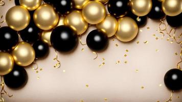 antecedentes de elegante oro costoso globos y papel picado celebracion , generativo Arte por ai foto