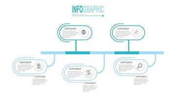 Infographic circle template 5 steps business data illustration. Presentation timeline infographic template. vector