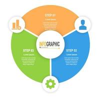 infografía modelo 3 pasos circular gráfico negocio datos ilustración vector