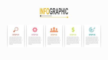 Infographic chart rectangle white template 5 step business data illustration vector