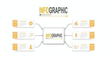 6 6 pasos rectángulo infografía modelo negocio datos infochart ilustración vector