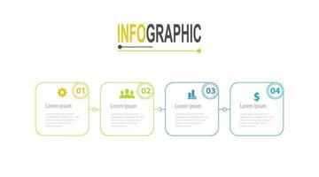 Infographic 4 steps Square frame template business data illustration vector