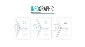 Infographic 3 steps Rectangle template business data illustration vector