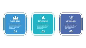 Infographic 3 steps square template business data info chart illustration vector