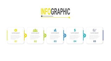 5 steps Square frame Infographic template business data illustration vector