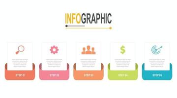 5 steps Rectangle Infographic template business data illustration vector