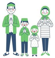 un musulmán familia consistente de padres y niños vector