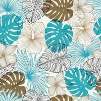 Abstract Floral seamless pattern with leaves. tropical background vector