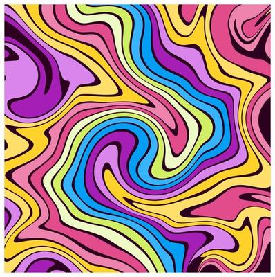 An abstract psychedelic wavy background. vivid, abstract and colorful psychedelic background made in old-school style.