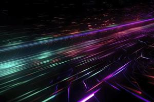 Speed of digital lights, neon glowing rays. Futuristic technology abstract background with lines for network, big data, data center, server, internet photo