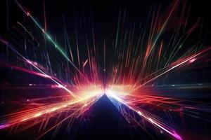 Speed of digital lights, neon glowing rays. Futuristic technology abstract background with lines for network, big data, data center, server, internet photo