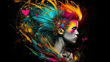 portrait of a person with a painted face, . photo