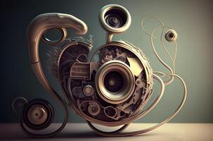 background with circles old instrument like a heart shep, . photo