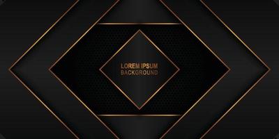 Dark geometry with golden line and shadows on halftone background. vector