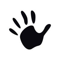 Flat vector painting tools in childish style. Hand drawn hand print, palm silhouette