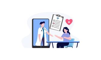 Patient having consultation about disease symptoms with doctor therapist in hospital illustration vector