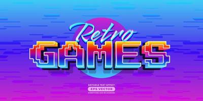 Retro Game Text Effect Style with vibrant theme realistic neon light concept for trendy flyer, social media, poster and banner template promotion vector