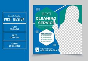 Best cleaning service promotional social media post design template EPS file format High quality easy to customize vector