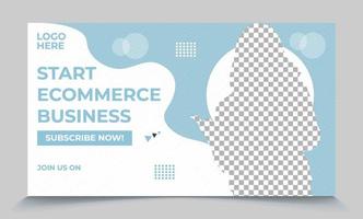 Start e-commerce business promotional video thumbnail post-ready file vector eps