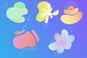 Set of spot multicolored brush strokes. Gradient Abstract shapes colorful fluid paint. Collection of isolated elements of holographic chameleon design palette of shimmering color. Vector illustration