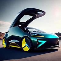 moderno concepto electrónico coche ev en el futuro, generativo Arte por ai foto