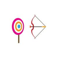 Archery Sport, Bow and Arrow Pointing at Targetcartoon kawaii character icon isolated vector