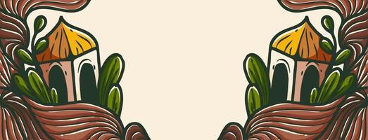 Hand drawn Islamic themed background banner with free space for text vector
