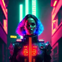 cyberpunk futuro tecnología cyborg robot punk mujer , generativo Arte por ai foto