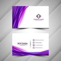 Violet color wave style corporate business card template vector