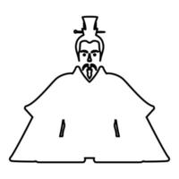 Emperor Japan China silhouette Chinese nobility Japanese ancient character avatar imperial ruler contour outline line icon black color vector illustration image thin flat style