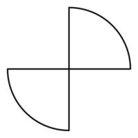 Part circle 12 2 two contour outline line icon black color vector illustration image thin flat style