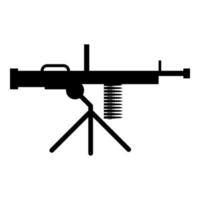 Machine-gun weapon icon black color vector illustration image flat style