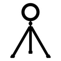Ring lighting studio lamp light LED selfie lamp with tripod for mobile phone use blogger icon black color vector illustration image flat style