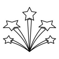 Salute with stars firework starry contour outline line icon black color vector illustration image thin flat style