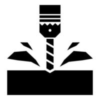 Drill with cartridge material processing shavings bit stationary use icon black color vector illustration image flat style