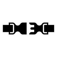 Buckle fastener clasp furniture for clothes system of fast snap join for backpack bag opened icon black color vector illustration image flat style